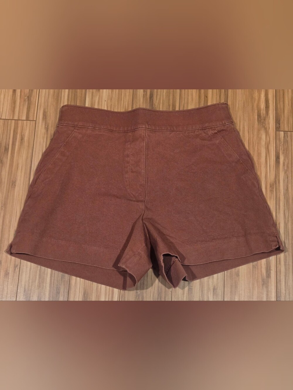 Spanx Women's Casual Elastic-Waist Rust Brown Shorts